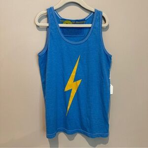 NWT Aviator Nation Sleeveless Neon Blue Lightning Bolt Kids Tank 8